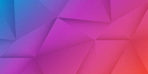 Obraz premium Red, Purple and Blue 3D Glowing Triangles, Modern Style Lit Geometric Shapes Pattern, Abstract Futuristic Vector Background Texture, Template Design