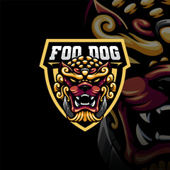 Mascot of Foo Dog Lion that is suitable for e-sport gaming logo template
