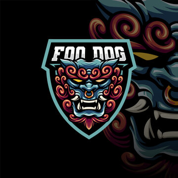 Mascot of Foo Dog Dragon that is suitable for e-sport gaming logo template
