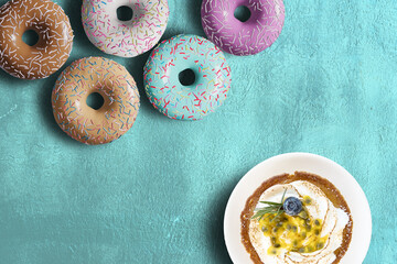 3D pink donut isolate on white