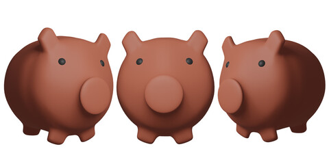 Red piggy bank on white background