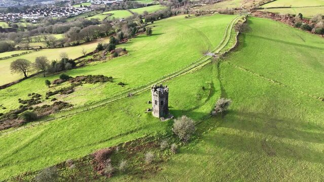 4k drone footage of Folly Tower. South Wales, UK.
