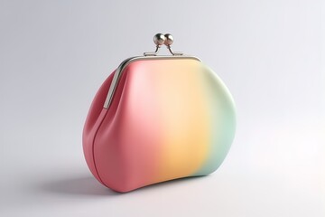 Colorful female purse handbag realistic 3d render on isolated background. Elegant fashionable accessory.