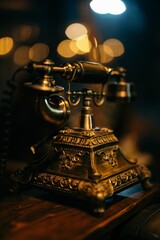 Vertical shot of an old vintage telephone