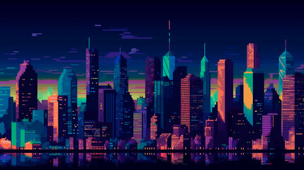 pixel art landscape new york,usa,