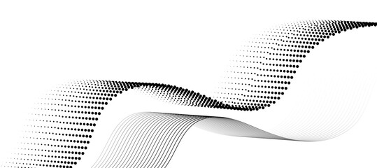 Abstract flowing lines wave. Digital future technology concept. transparency background illustration