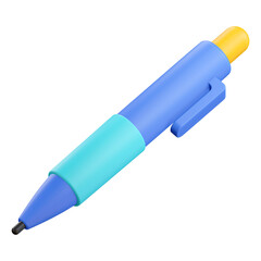 3d blue pen isolated background