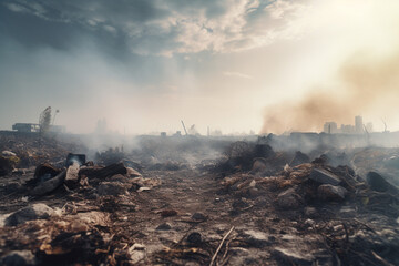 Fototapeta premium Pollution is worse and there is no climate change, Generative AI