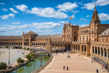 Spanish Square or Plaza de Espana at sunny day in Seville, Andalusia, Spain - 590766610