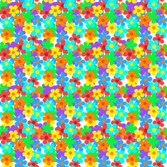 Decorative floral pattern of rainbow colors, vector seamless pattern, summer prints for textile, wallpaper, packaging.