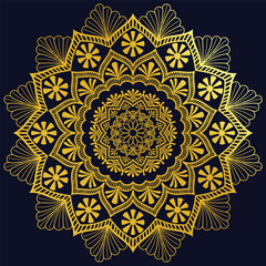 mandala ornamental round with golden color
