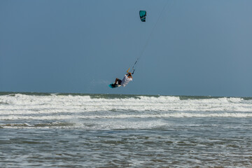 photo shoot of freestyle kiteboarding