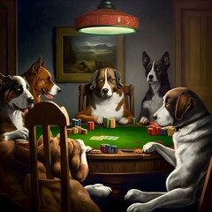 Fototapeta dogs plaing poker  obraz