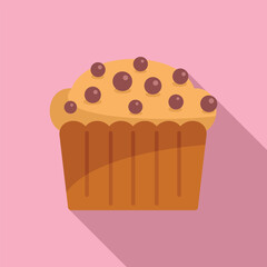 Cake muffin icon flat vector. Food bread. Sweet fresh