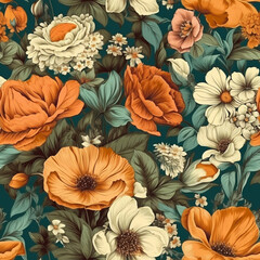 Fototapeta premium Aquarell Blumen - Nahtlose Muster - Florales digitales Papier - Digitaler Hintergrund