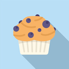 Sugar muffin icon flat vector. Cake food. Sweet bakery