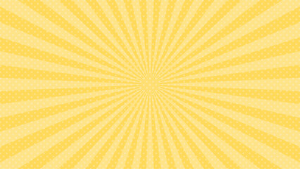 集中線　16：9　横　横長　ポップ　ドット　水玉 　黄色　金色　オレンジ