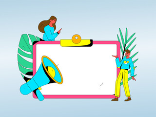 Notice bulletin vector creative flat hand drawn illustration
