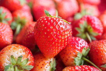 Fresh organic red strawberry fruit background