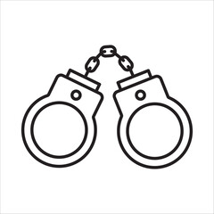 Handcuff vector icon. Handcuffs flat sign design. Cuffs symbol pictogram. Police handcuffs isolated icon. UX UI icon