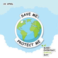 Happy Earth Day! Vector eco illustrations for social poster, banner or card on the theme of saving and protect the planet. Vector hand drawn illustration
