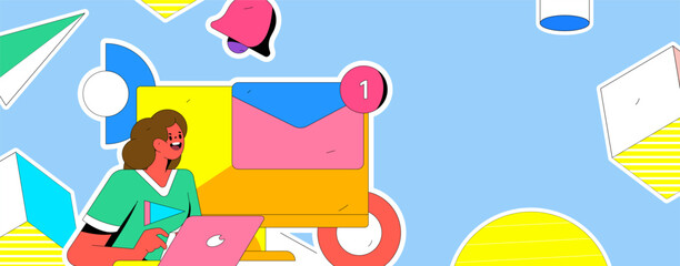 Notice bulletin vector creative flat hand drawn illustration
