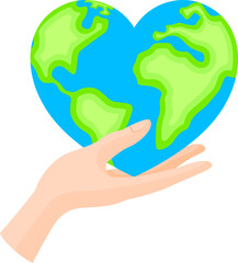 Human hand holding globe care about planet. World environment day. Earth day concept. Vector illustration.