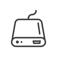 Hard drive vector icon. Hard disk drive flat sign. Portable Power bank icon symbol pictogram. UX UI icon