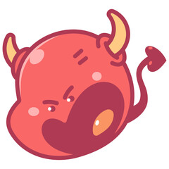 Devil emoticon vector cartoon sign isolated on a white background.