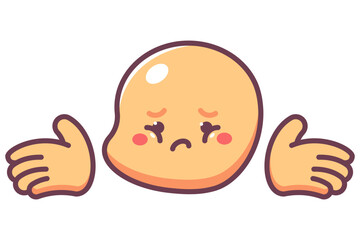 Shrug emoticon vector cartoon sign isolated on a white background.