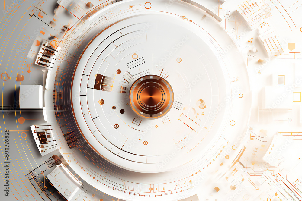 Aufkleber white abstract concentric gears technology background. created with generative ai technology.