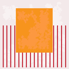 abstract background with orange geometric center against a striped grungy background - obrazy, fototapety, plakaty
