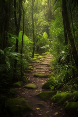 Obraz premium Wandering through the Lush Rainforest: A Path Less Traveled