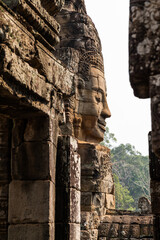Ruins of Bayon Temple in Angkor wat in Siem Reap, Cambodia