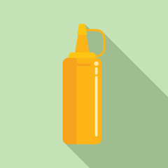 Mustard bottle icon flat vector. Bbq meat. Food grill
