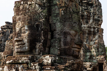Naklejka premium Ruins of Bayon Temple in Angkor wat in Siem Reap, Cambodia