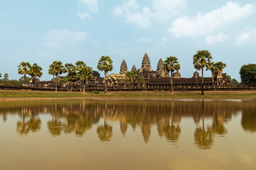 Fototapeta na wymiar Front side of Angkor wat temple in Siem Reap, Cambodia