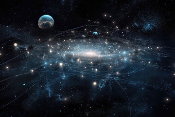 Obraz premium Map of the Universe - Generative AI illustration