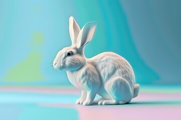 Fototapeta na wymiar Happy Easter concept design Cool bunny colorful background, Holiday card idea, Generative AI.