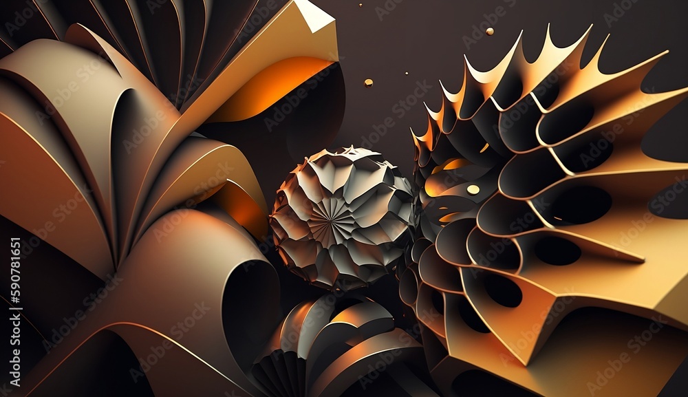 Wall mural 3d abstract realistic background with different shapes and colors. generative ai. business wallpaper