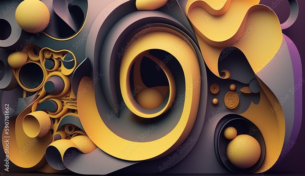 Wall mural 3d abstract realistic background with different shapes and colors. generative ai. business wallpaper
