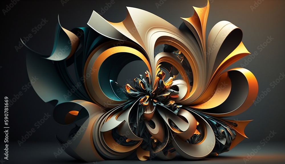 Wall mural 3d abstract realistic background with different shapes and colors. generative ai. business wallpaper