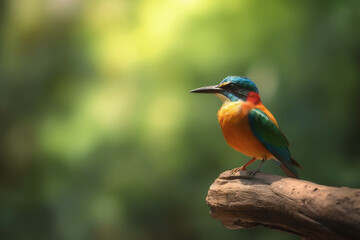 Obraz premium Colorful bird perched on a branch in the rainforest
