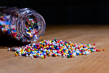 Colorful sprinkles that have spilled