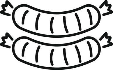 Cooked sausages icon outline vector. Grill food. Dinner pork