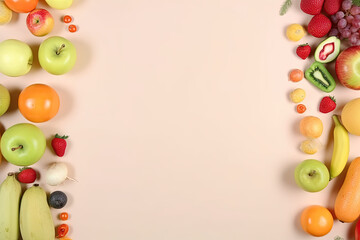 Fruit flat lay, minimalistic image for presentations, sharing, menu etc.