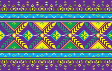 Traditional geometric ethic oriental pattern on Purple design for Background, Carpet, Wallpaper, Wrapping, Clothing, Fabric, Batik, Vector illustrator, Embroidery style, Floral, Flower, Rice, Paddy