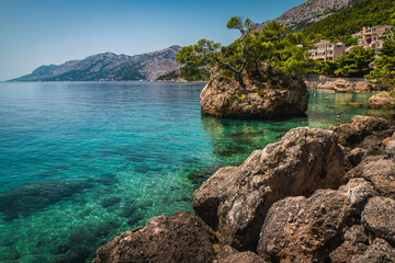 Beautiful nature place and fantastic beach in Dalmatia, Brela, Croatia
