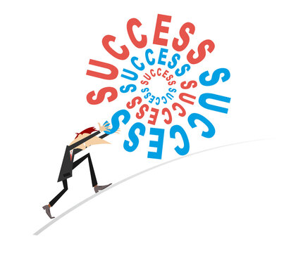 recommend clip art: Success in business.
                    Success in business concept. Businessman (mentor, coach) pushing up a word success
                    