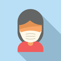Woman in medical mask icon flat vector. Stop virus. Body defense